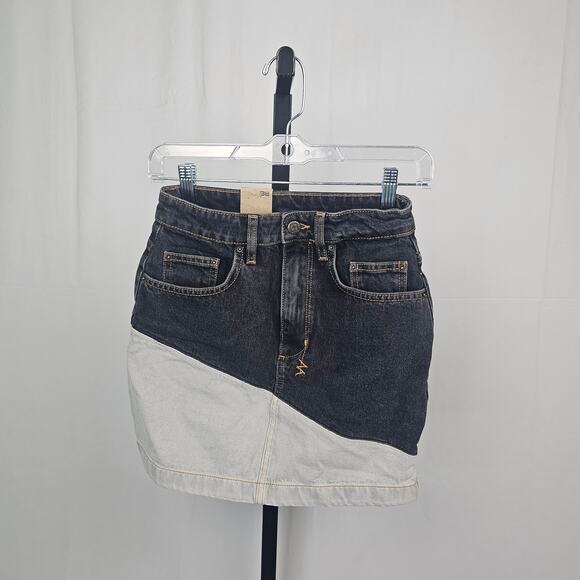 Ksubi Denim Mini Skirt Two-Tone Black Gray Size 25 NWT Streetwear Y2K - Picture 1 of 5